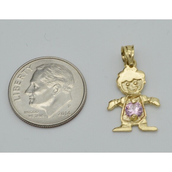 14k solid yellow gold boy or girl Month Birthstone cz Stone charm Necklace - Picture 7 of 10